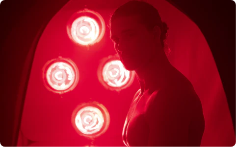 Man looking out of a SaunaSpace full spectrum sauna